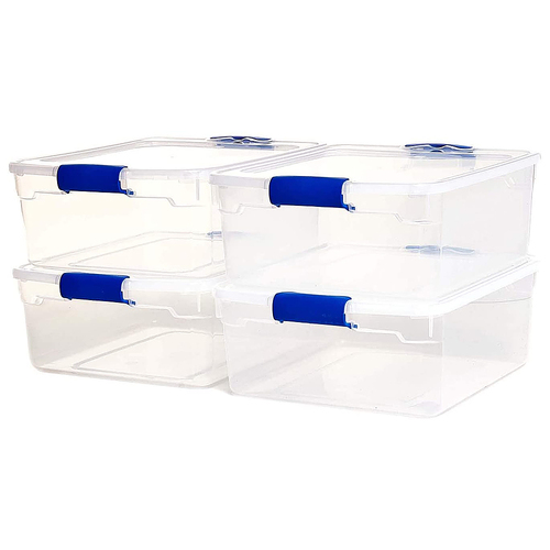 Homz - Heavy Duty Modular Stackable Storage Containers, 4 Pack