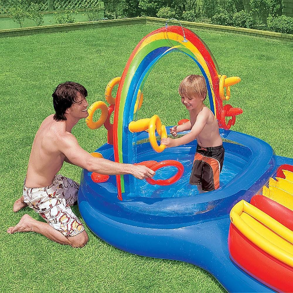 Alt View 14. Intex - Rainbow Slide Kids Play Inflatable Pool Ring Center.