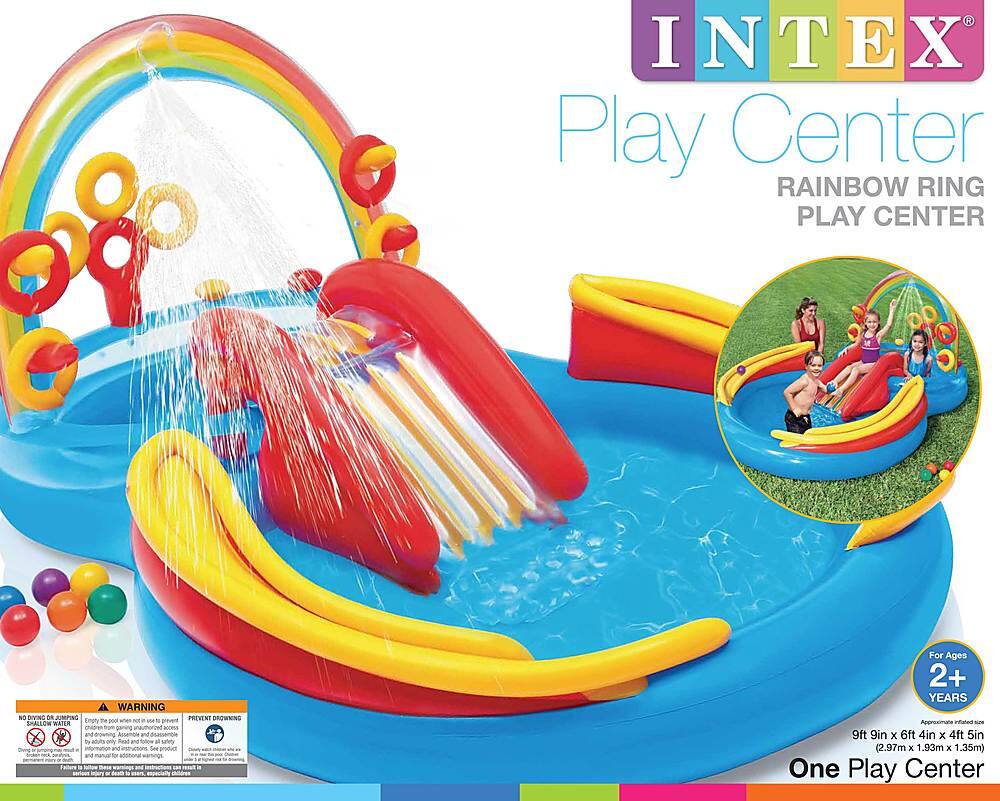 Alt View 15. Intex - Rainbow Slide Kids Play Inflatable Pool Ring Center.