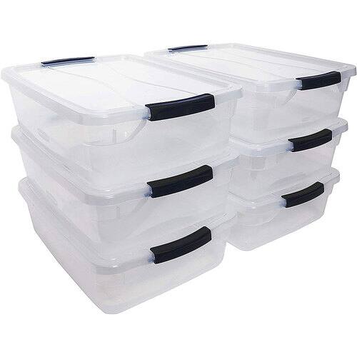 RubberMaid - Cleverstore Plastic Storage Tote Container with Lid (6 Pack)-Front_Standard 