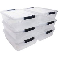 RubberMaid - Cleverstore Plastic Storage Tote Container with Lid (6 Pack) - Front_Zoom