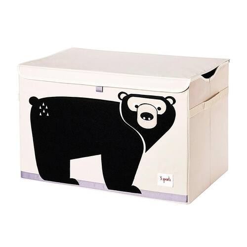 3 Sprouts - Collapsible Toy Chest Storage Bin for Kids Playroom, Bear