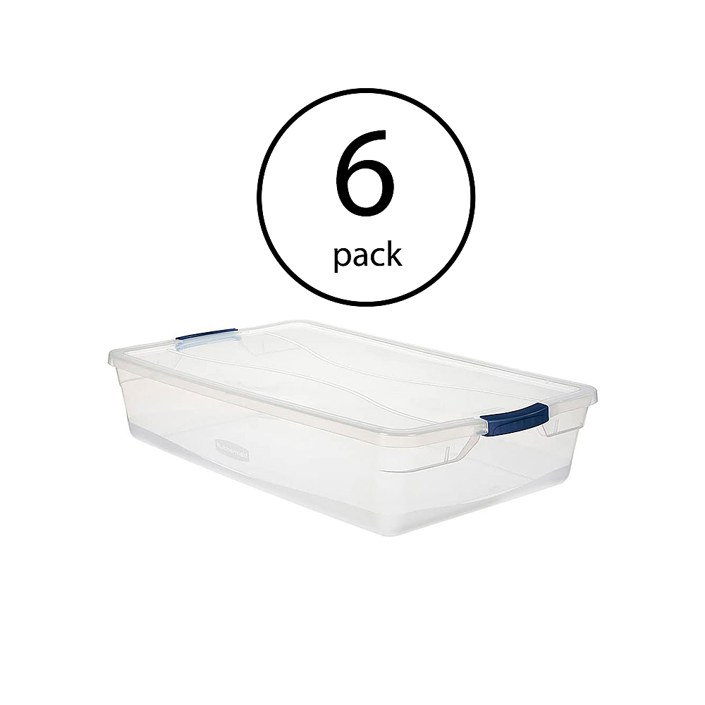 Rubbermaid Cleverstore 16 Quart Plastic Storage Tote Container with Lid (6 Pack), Clear