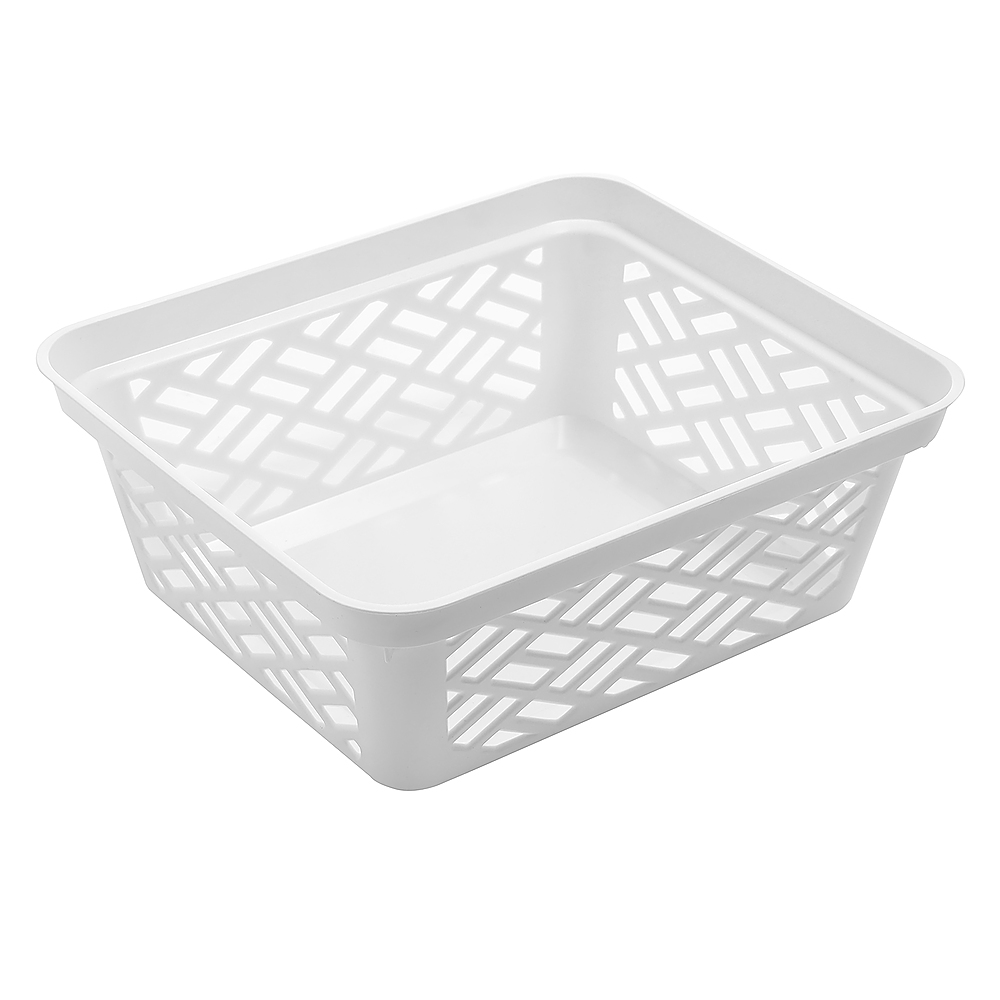 2 Pack Plastic Basket,White Plastic Storage Basket,Pantry Storage Bins,Mini  Laundry Basket,Small Plastic Storage Bins for Kitchen,Bathroom Organizing