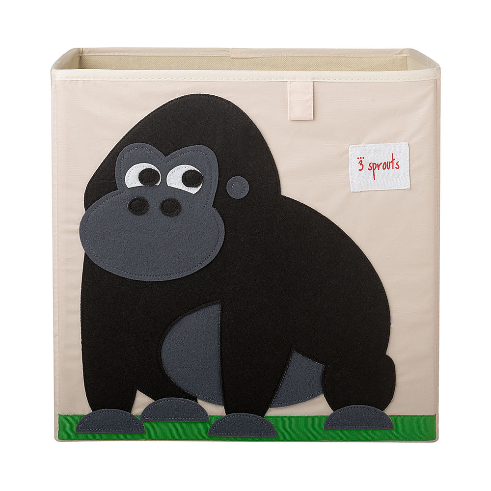 3 Sprouts - Children's Foldable Fabric Storage Cube Box Toy Bin, Friendly Gorilla