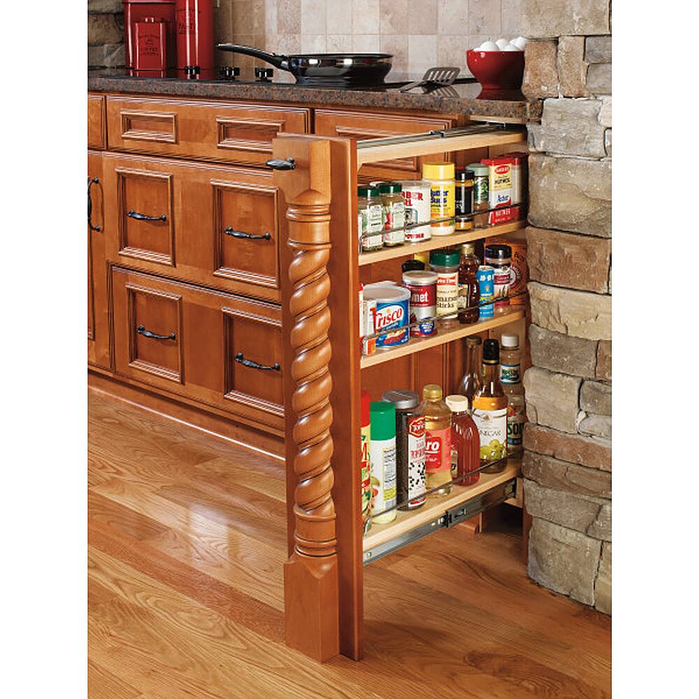 Alt View 15. Rev-A-Shelf - Cabinet Base Filler Pullout Organizer Rack - Maple.