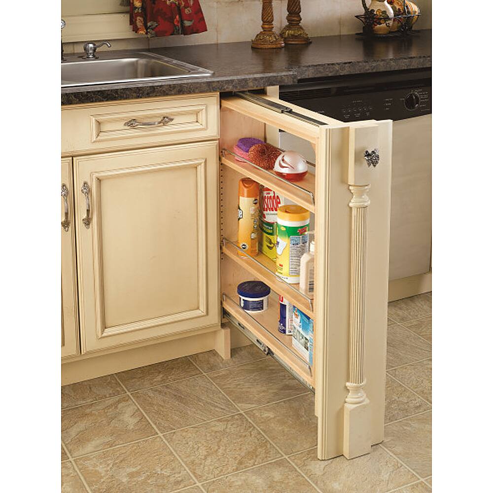 Alt View 16. Rev-A-Shelf - Cabinet Base Filler Pullout Organizer Rack - Maple.