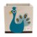 Front Zoom. 3 Sprouts - Children's Foldable Fabric Storage Cube Box Soft Toy Bin - Blue Peacock.