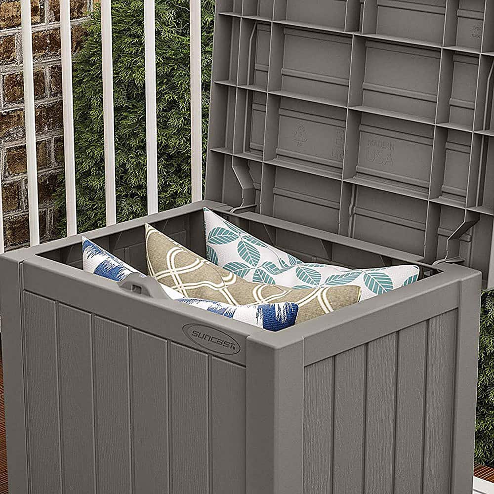 Alt View 12. Suncast - Small Resin Outdoor Patio Storage Deck Box - Stoney.