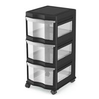 Life Story - Classic Standing Plastic Storage Organizer and Drawers - Black - Front_Zoom