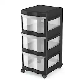 Life Story - Classic Standing Plastic Storage Organizer and Drawers - Black