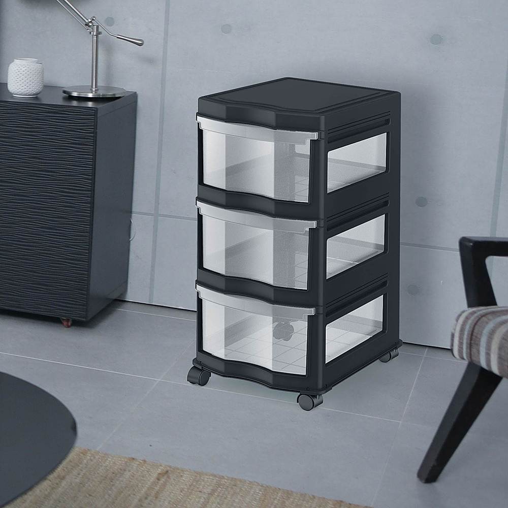 Alt View 15. Life Story - Classic Standing Plastic Storage Organizer and Drawers - Black.