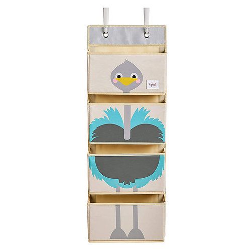 3 Sprouts - Children's Nursery Room Wall Hanging Basket Storage Organizer, Ostrich