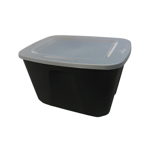 Homz - Durable Molded Plastic Storage Bin w/ Lid - Black/Gray