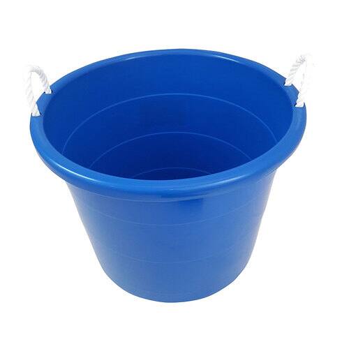 Homz - Plastic Utility Storage Bucket Tub with Rope Handles - Royal Blue