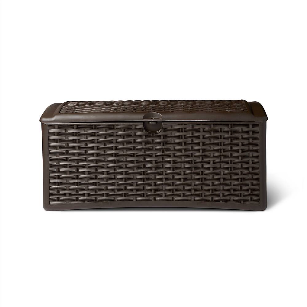 Alt View 12. Suncast - Resin Wicker Outdoor Patio Storage Deck Box, Brown.