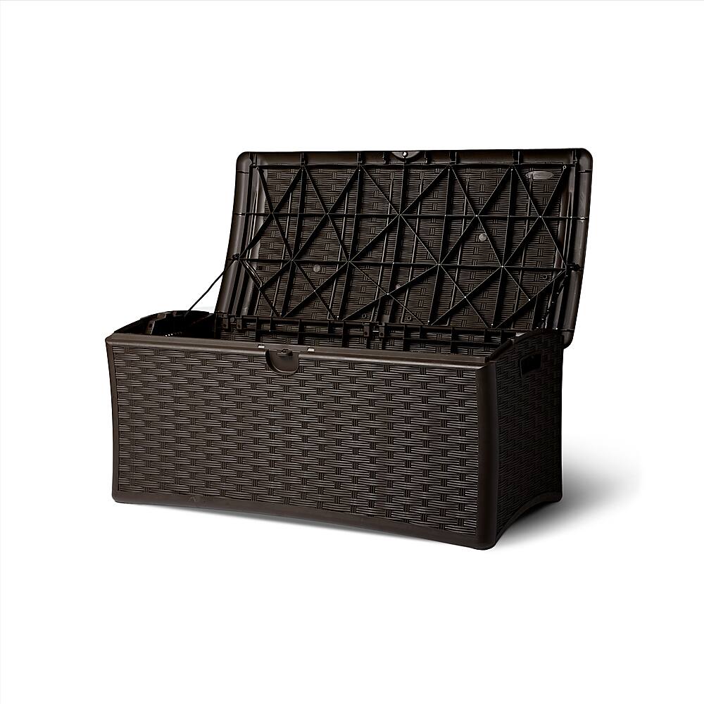 Alt View 14. Suncast - Resin Wicker Outdoor Patio Storage Deck Box, Brown.