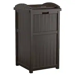 Suncast - Trash Hideaway Outdoor Patio Garbage Waste Trash Can Bin - Java