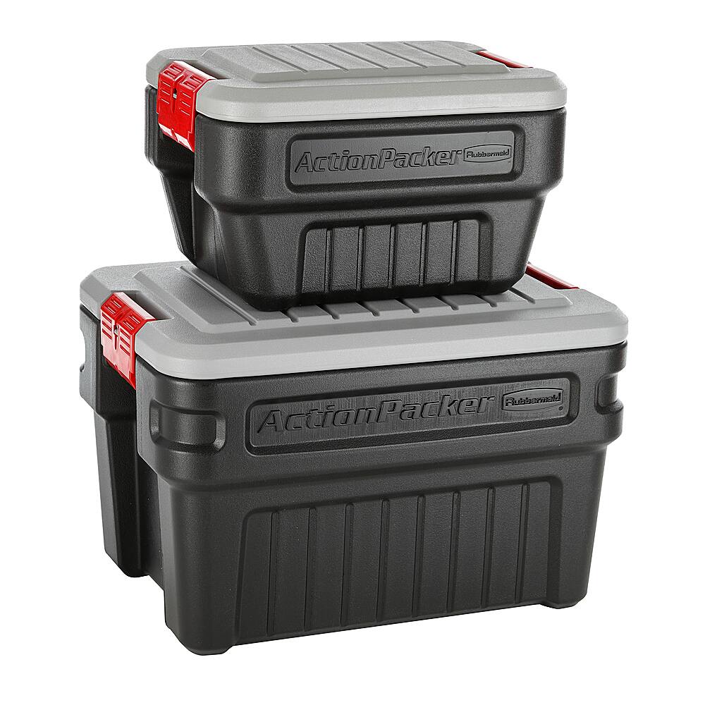 Alt View 16. RubberMaid - Rubbermaid 8 Gallon Lockable Latch Storage Container, Black (2 Pack).