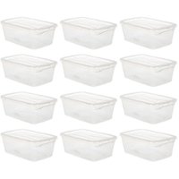 RubberMaid - Latching Plastic Storage Tote Container & Lid (12 Pack) - Front_Zoom