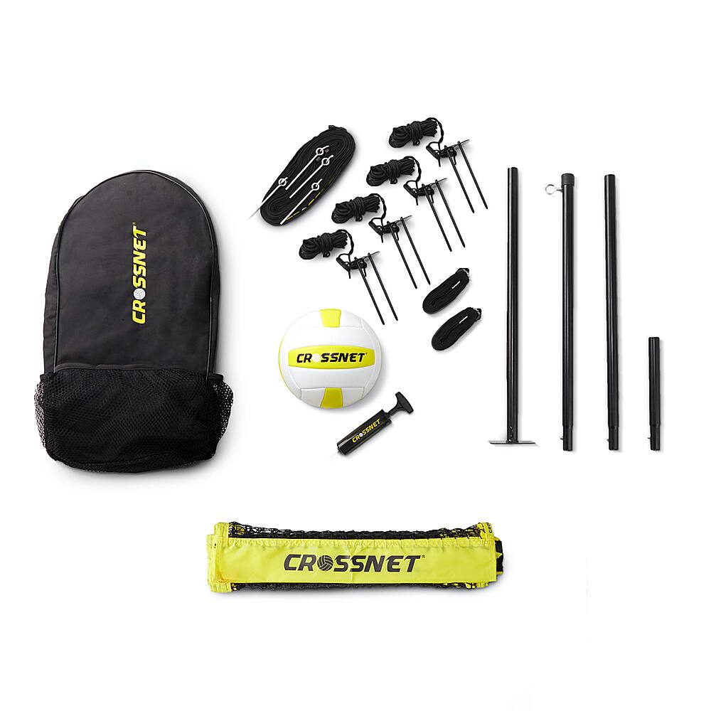 Alt View 11. CROSSNET - Four Square Volleyball Net and Game Set with Carrying Backpack & Ball - Yellow.