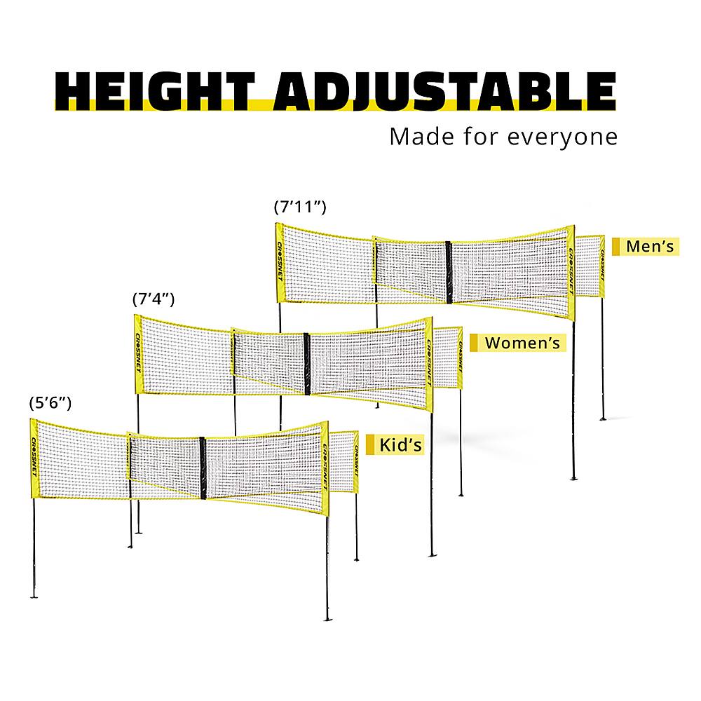 Alt View 12. CROSSNET - Four Square Volleyball Net and Game Set with Carrying Backpack & Ball - Yellow.