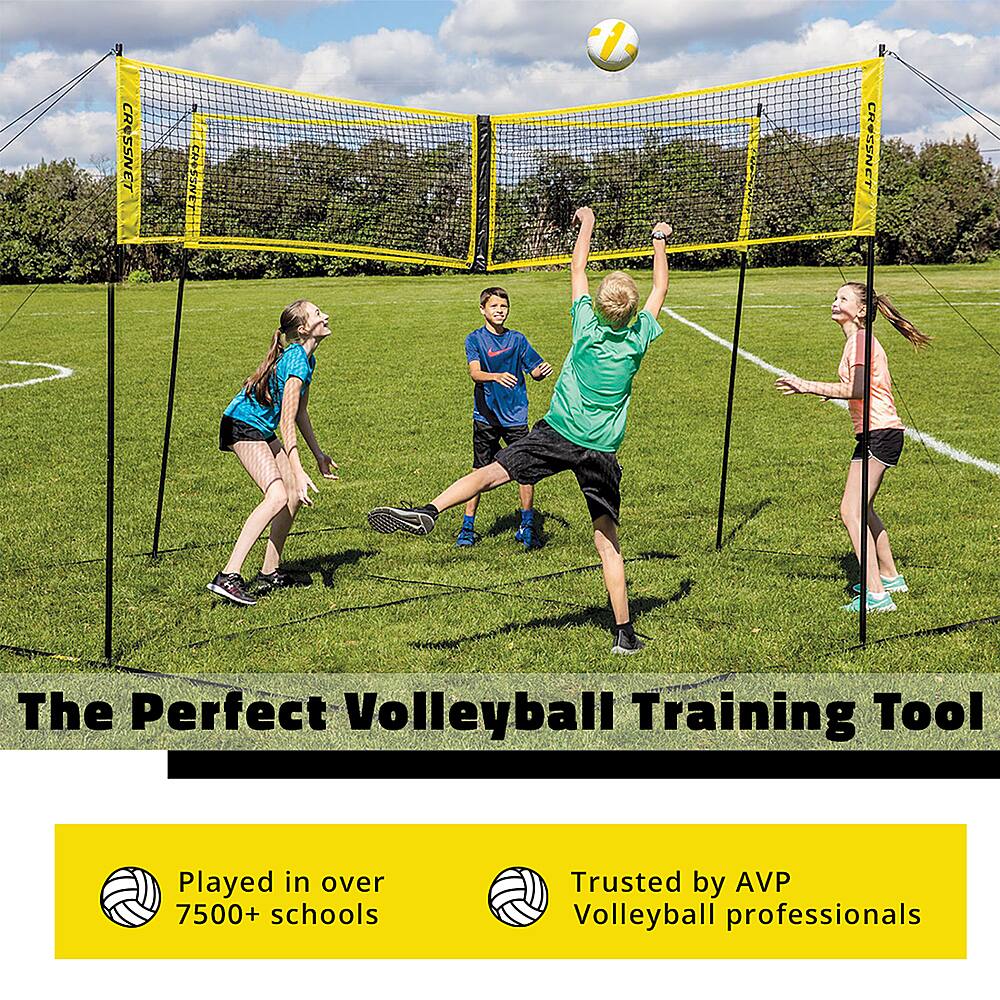 Alt View 13. CROSSNET - Four Square Volleyball Net and Game Set with Carrying Backpack & Ball - Yellow.