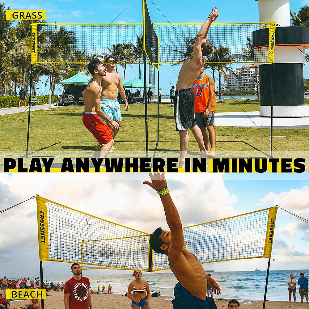 Alt View 14. CROSSNET - Four Square Volleyball Net and Game Set with Carrying Backpack & Ball - Yellow.