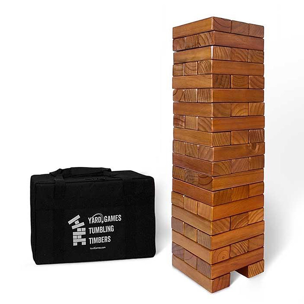 YardGames - Giant Tumbling Timbers Wood Stacking Game with 56 Stained Pine Blocks
