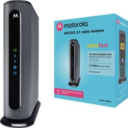 Motorola - MB8611 32x8 DOCSIS 3.1 Cable Modem 2.5 GB Ethernet - Black - Front_Zoom