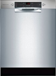 Bosch - 300 Series 24" Front Control Smart Built-In Dishwasher with 3rd Rack and 46 dBA - Silver - Front_Zoom