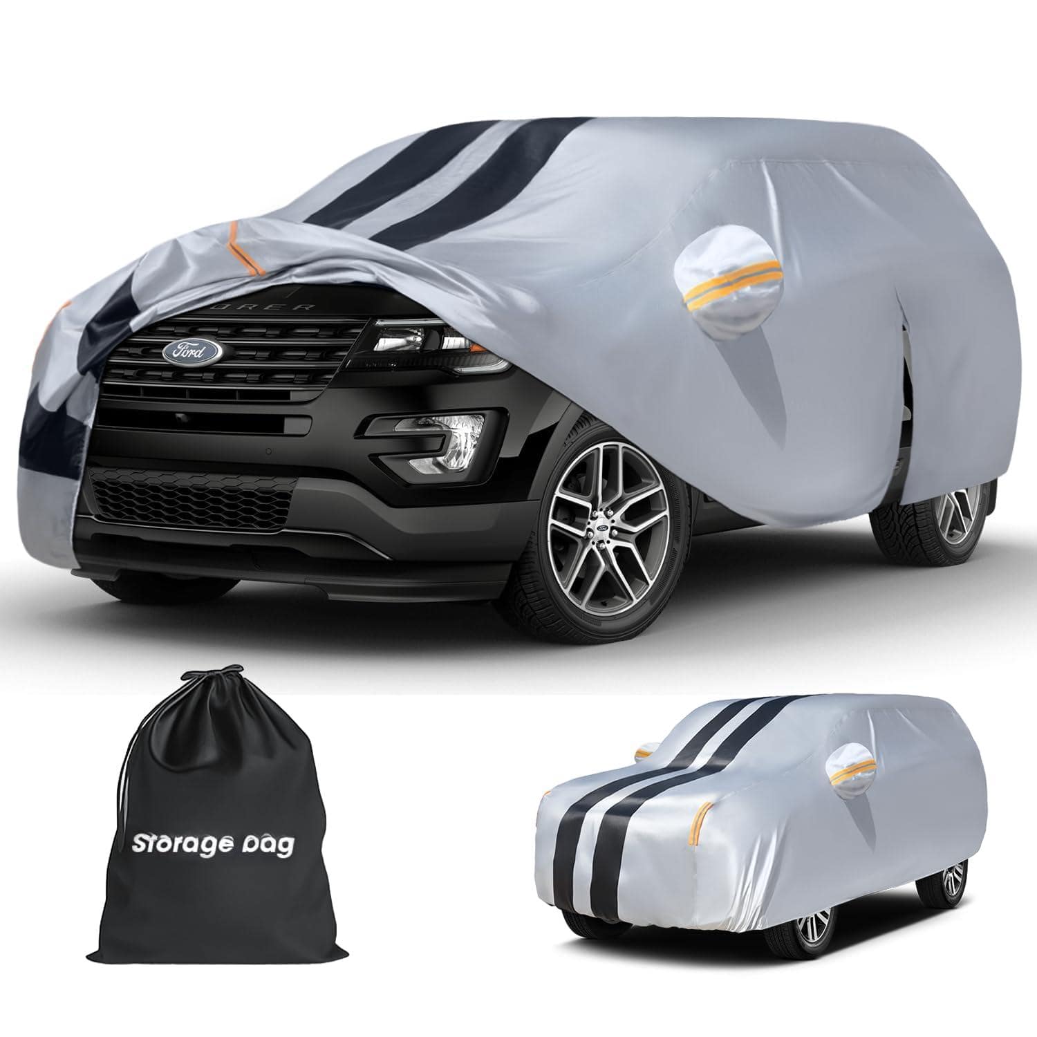 Empire DigiLabs - Car Cover Custom Fit For Ford Explorer 2002 2025 Waterproof All Weather Automobiles Gift With Towel Heavy - Default