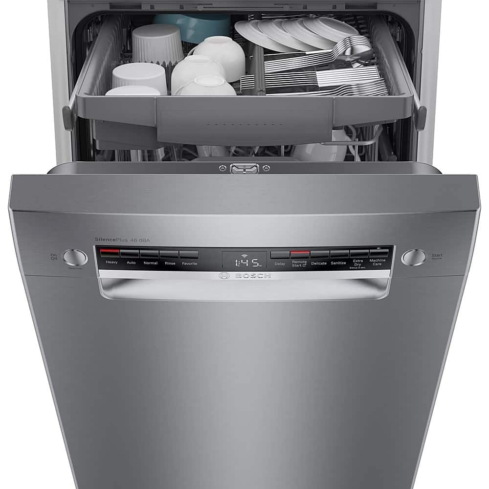Alt View 16. Bosch - 300 Series 18" Front Control Smart Built-In Dishwasher with 3rd Rack and 46 dBA - Silver.