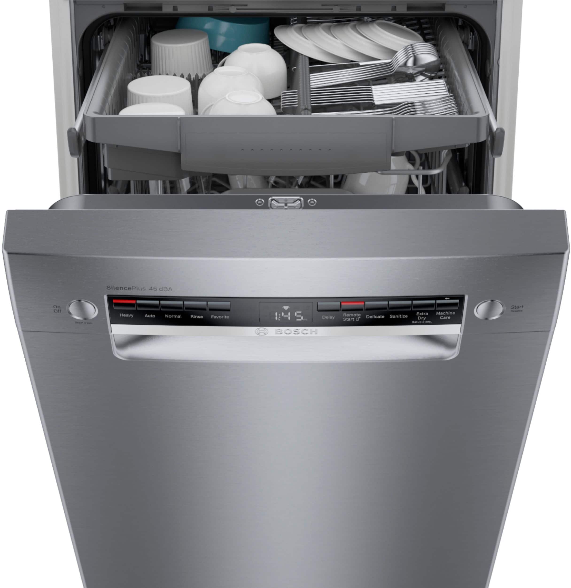 Alt View 23. Bosch - 300 Series 18" Front Control Smart Built-In Dishwasher with 3rd Rack and 46 dBA - Silver.