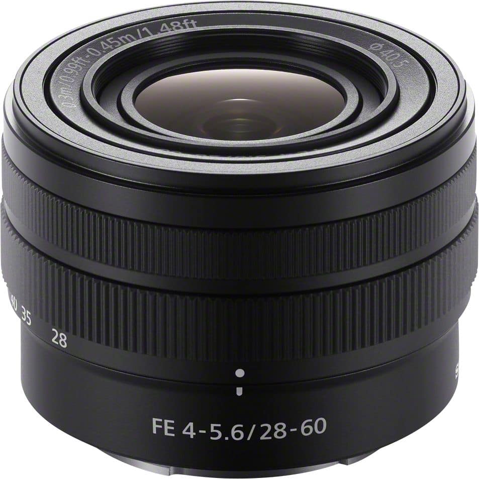 Front. Sony - Alpha FE 28-60mm F4-5.6 Full-frame Compact Zoom Lens - Black.