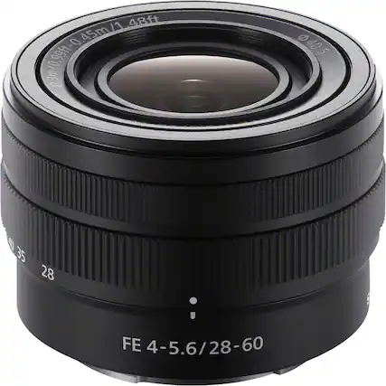 Front. Sony - Alpha FE 28-60mm F4-5.6 Full-frame Compact Zoom Lens - Black.