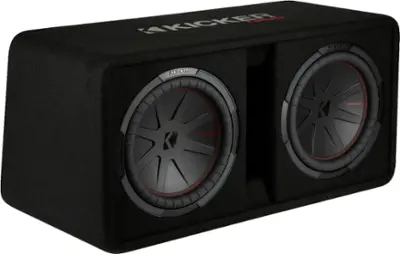 KICKER - CompR Dual 12" Dual-Voice-Coil 2-Ohm Subwoofers with Enclosure - Black