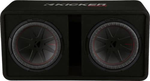 Kicker 48DCWR122 CompR 12 Inch 2 Ohm DVC 1000 Watt RMS Power and 2000 Watts Peak Power Dual Car Vehicle Audio Subwoofer System, Black