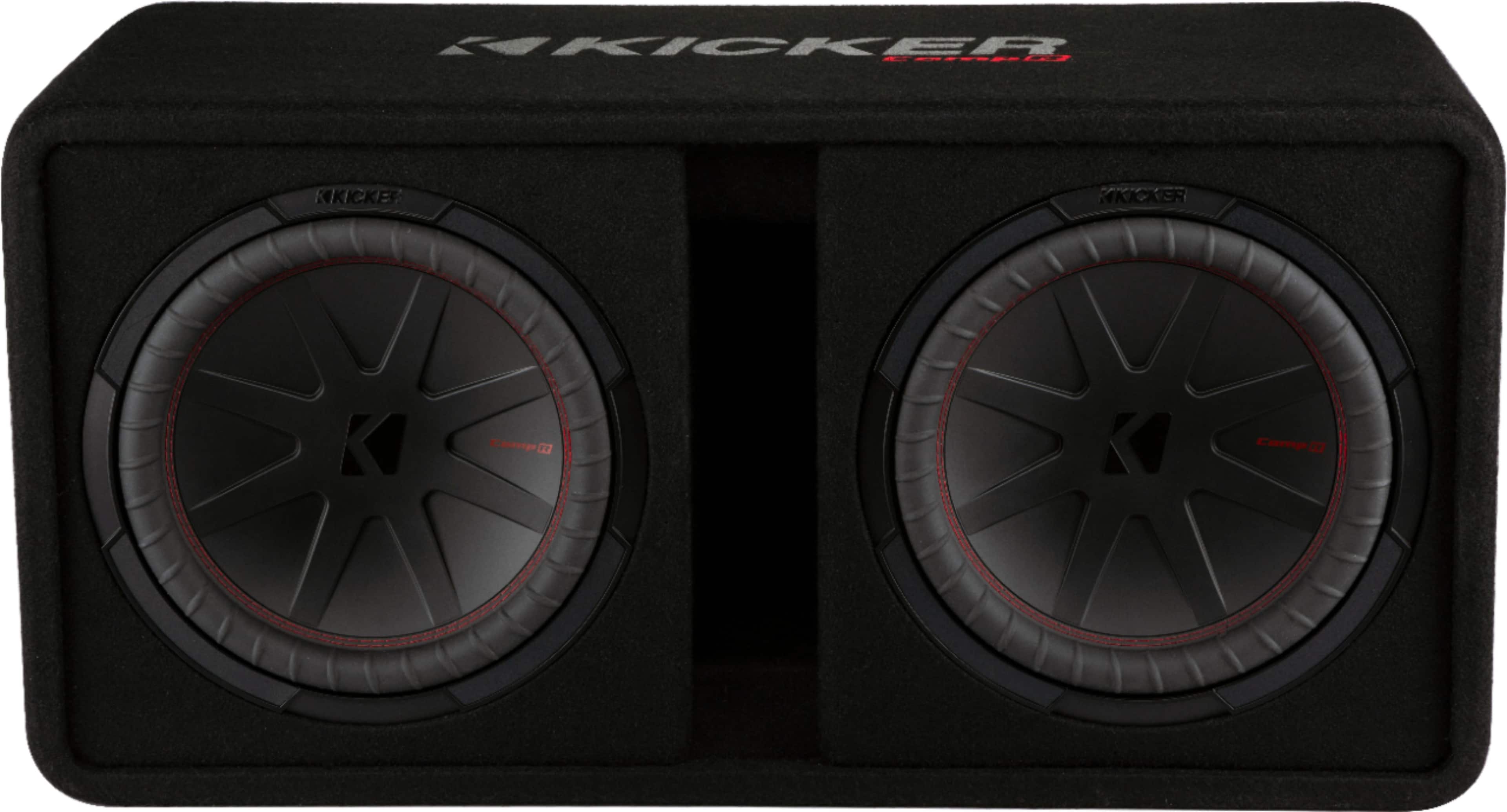 Front. KICKER - CompR Dual 12" Dual-Voice-Coil 2-Ohm Subwoofers with Enclosure - Black.