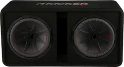 KICKER - CompR Dual 12" Dual-Voice-Coil 2-Ohm Subwoofers with Enclosure - Black - Front_Zoom