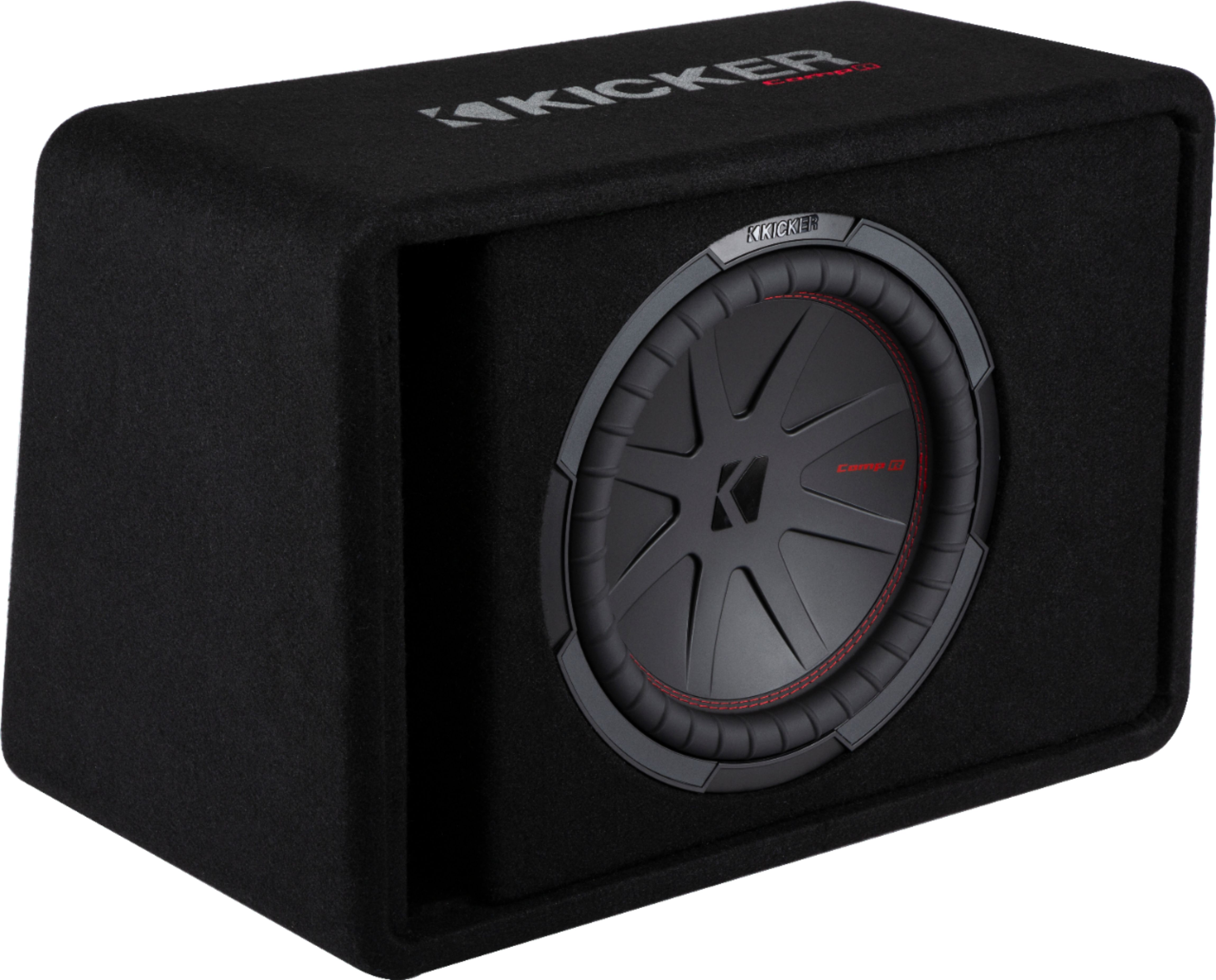 Angle View: KICKER - CompR 12" Dual-Voice-Coil 2-Ohm Loaded Subwoofer Enclosure - Black