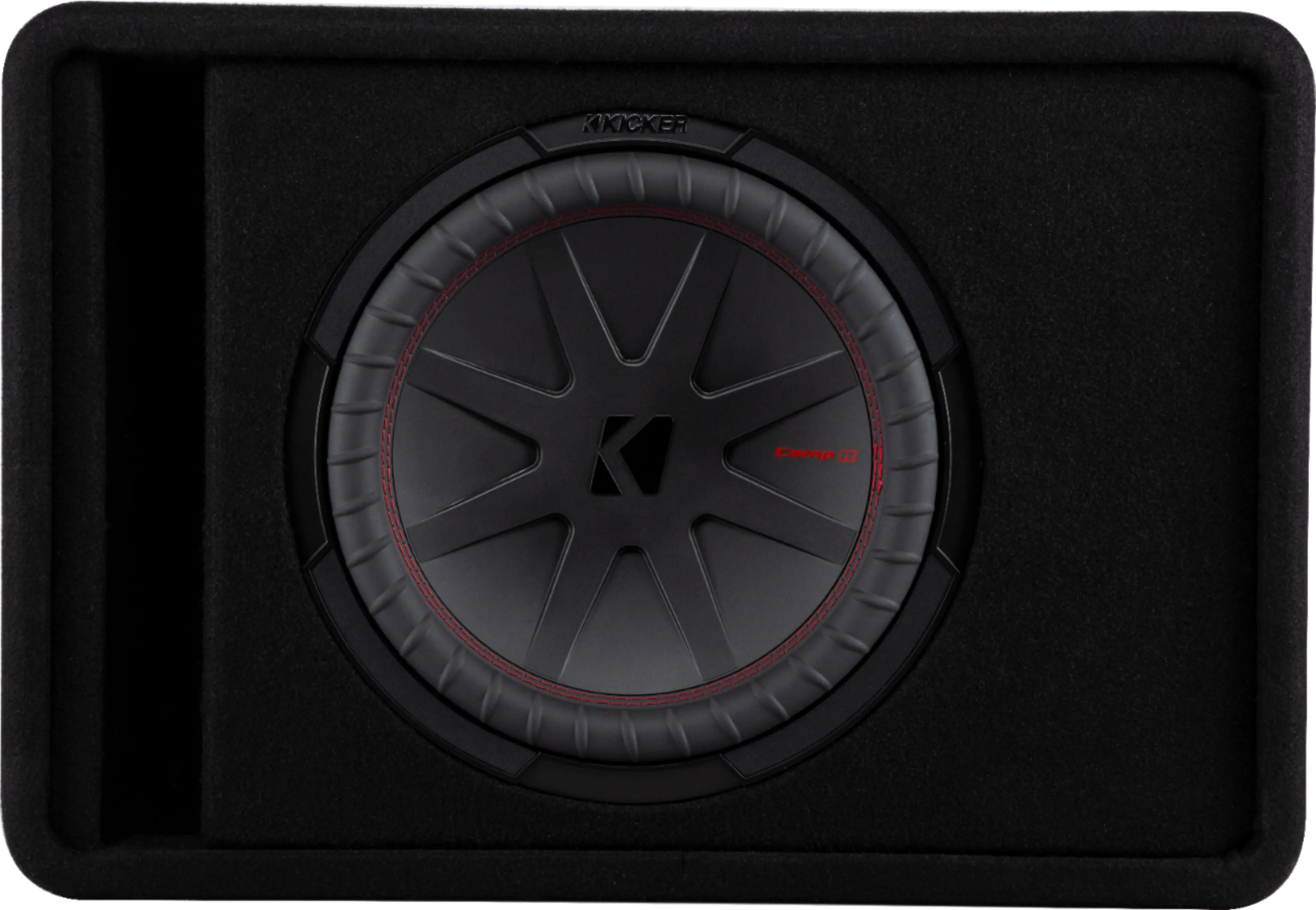 Front. KICKER - CompR 12" Dual-Voice-Coil 2-Ohm Loaded Subwoofer Enclosure - Black.