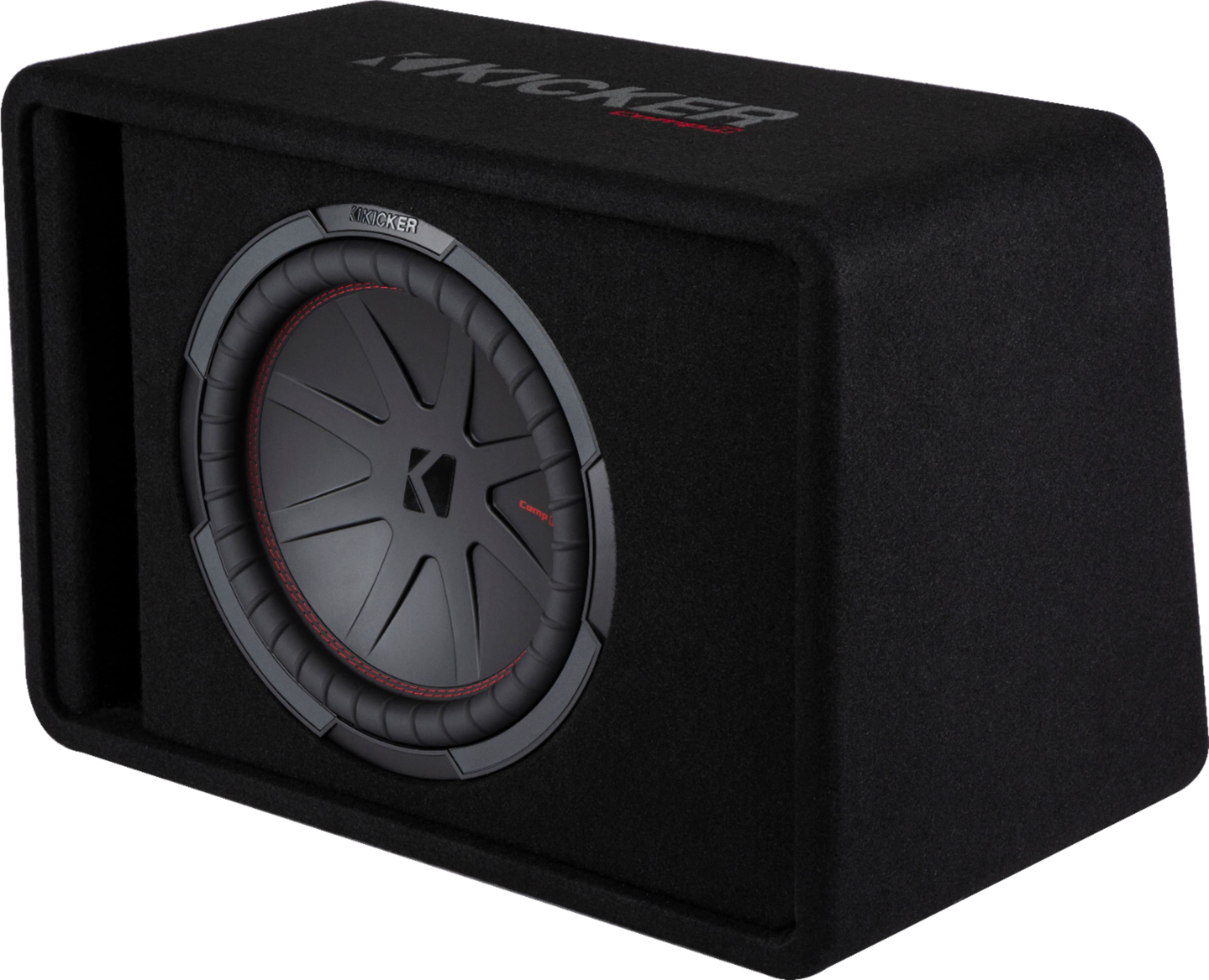 Left. KICKER - CompR 12" Dual-Voice-Coil 2-Ohm Loaded Subwoofer Enclosure - Black.