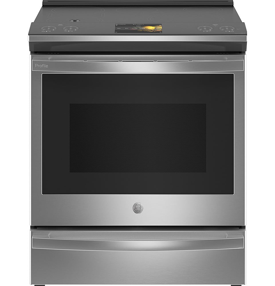 GE Profile - 5.3 Cu. Ft. Slide-In Electric Induction True Convection Range with No Preheat Air Fry and Wi-Fi - Stainless Steel - Front_Zoom