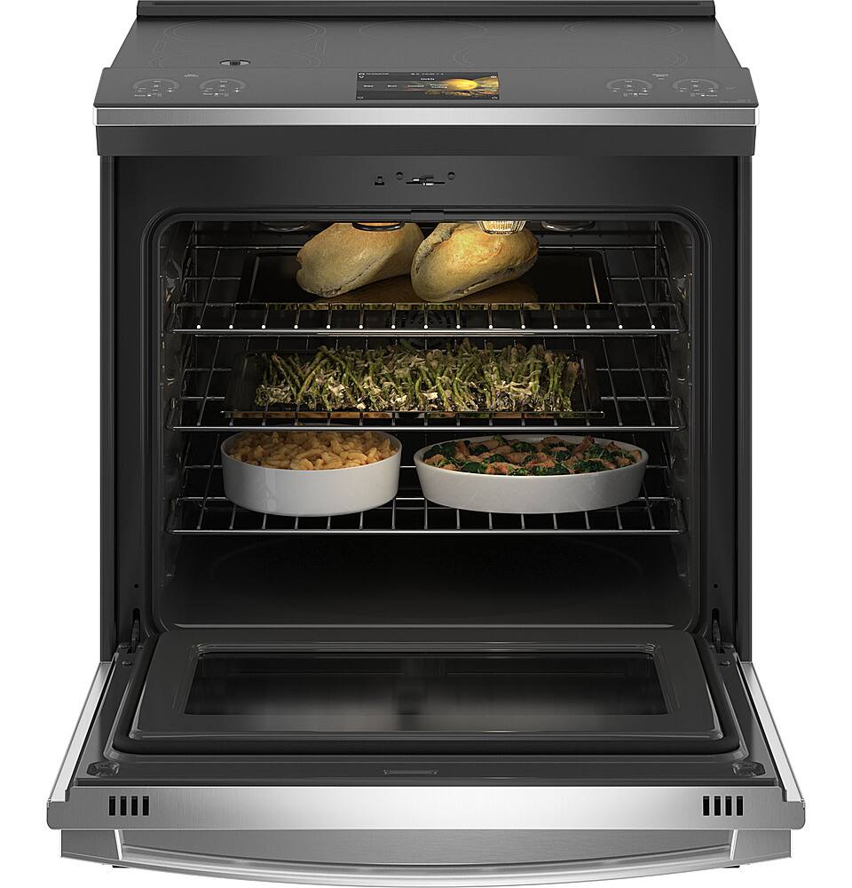 Alt View 12. GE Profile - 5.3 Cu. Ft. Slide-In Electric Induction True Convection Range with No Preheat Air Fry and WiFi - Fingerprint Resistant Stainless Steel.