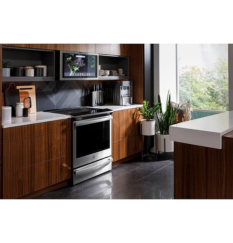 Alt View 28. GE Profile - 5.3 Cu. Ft. Slide-In Electric Induction True Convection Range with No Preheat Air Fry and WiFi - Fingerprint Resistant Stainless Steel.
