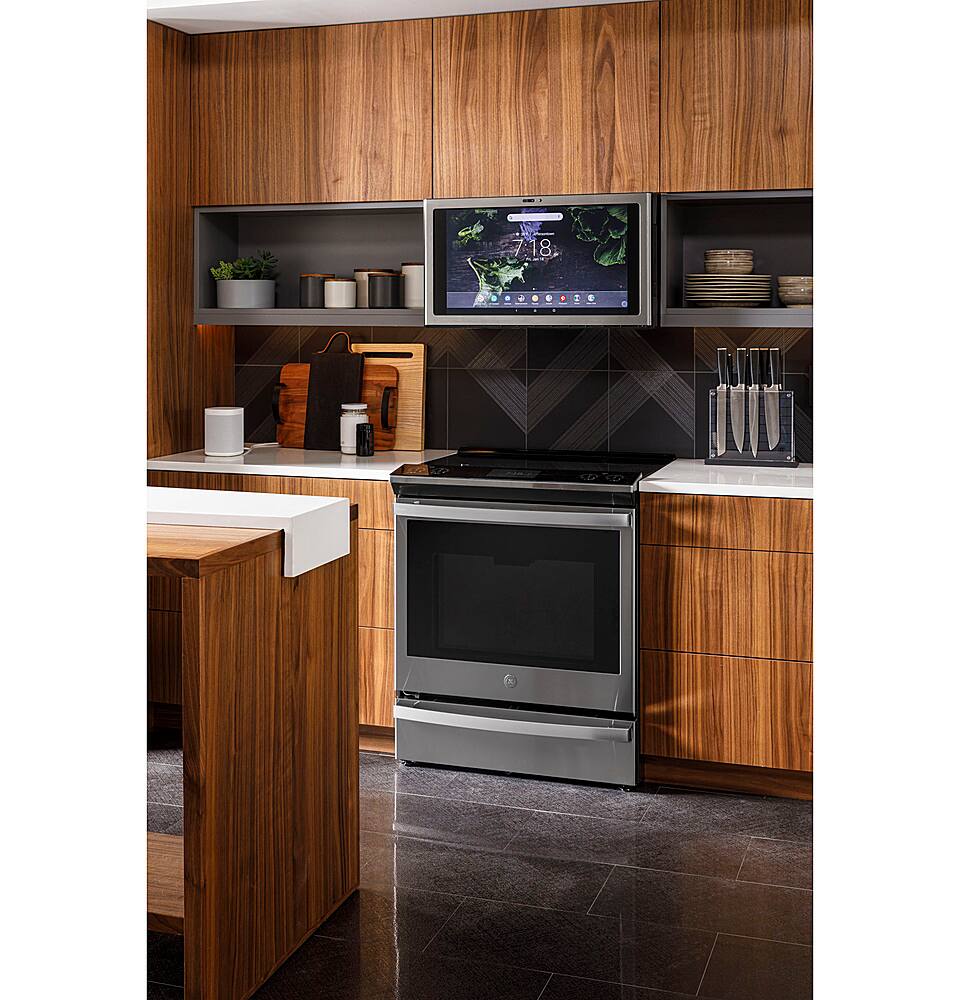 Alt View 30. GE Profile - 5.3 Cu. Ft. Slide-In Electric Induction True Convection Range with No Preheat Air Fry and WiFi - Fingerprint Resistant Stainless Steel.