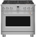 Front. Café - 5.75 Cu. Ft. Freestanding Dual Fuel True Convection Range with 6 Burners, Customizable - Stainless Steel.