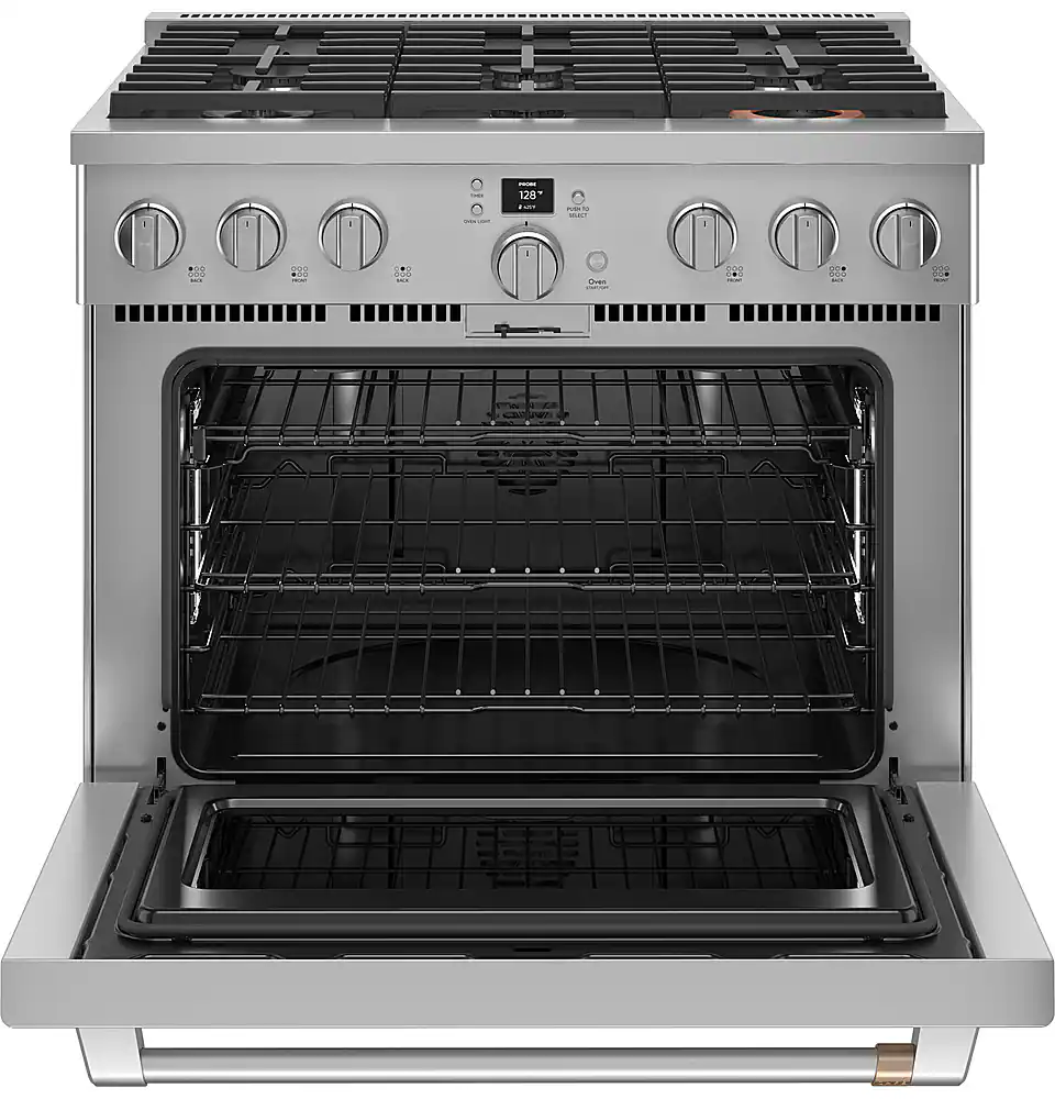 Alt View 11. Café - 5.75 Cu. Ft. Freestanding Dual Fuel True Convection Range with 6 Burners, Customizable - Stainless Steel.