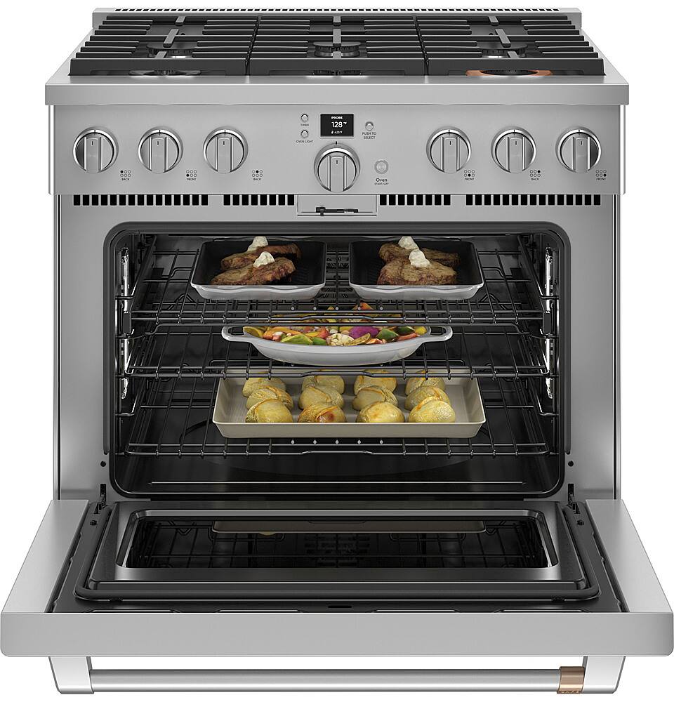 Alt View 13. Café - 5.75 Cu. Ft. Freestanding Dual Fuel True Convection Range with 6 Burners, Customizable - Stainless Steel.